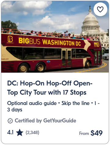 DC Hop-On Hop-Off Open-Top City Tour with 17 Stops
