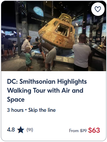 DC Smithsonian Highlights Walking Tour with Air and Space